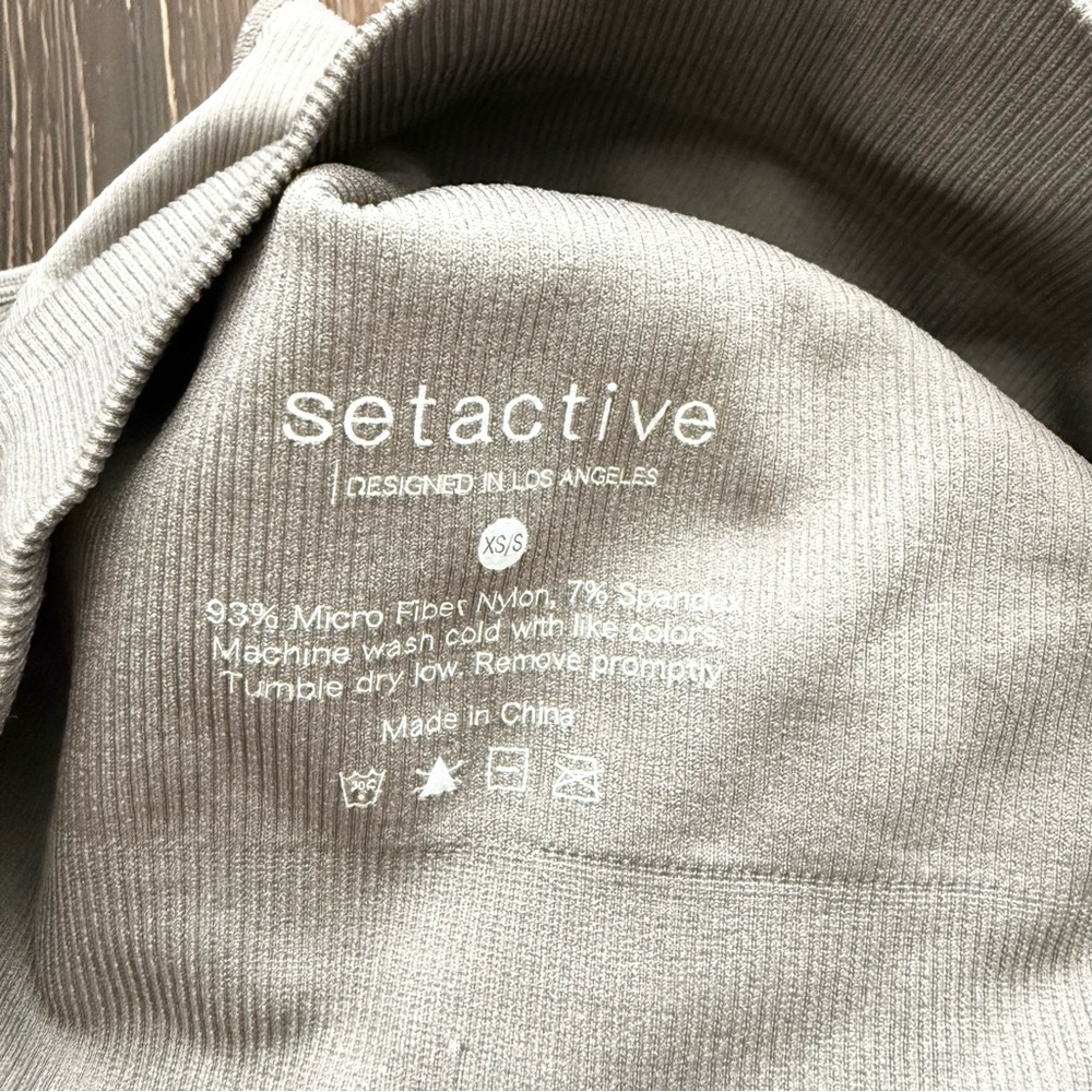 SET Active Taupe Ribbed Top XS/S - Picture 2 of 3